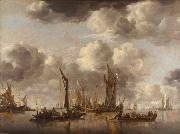 Jan van de Capelle, Shipping Scene with a Dutch Yacht Firing a Salut (mk08)